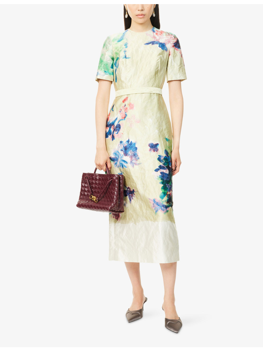 Floral Short-Sleeves Woven Midi Dress - 2