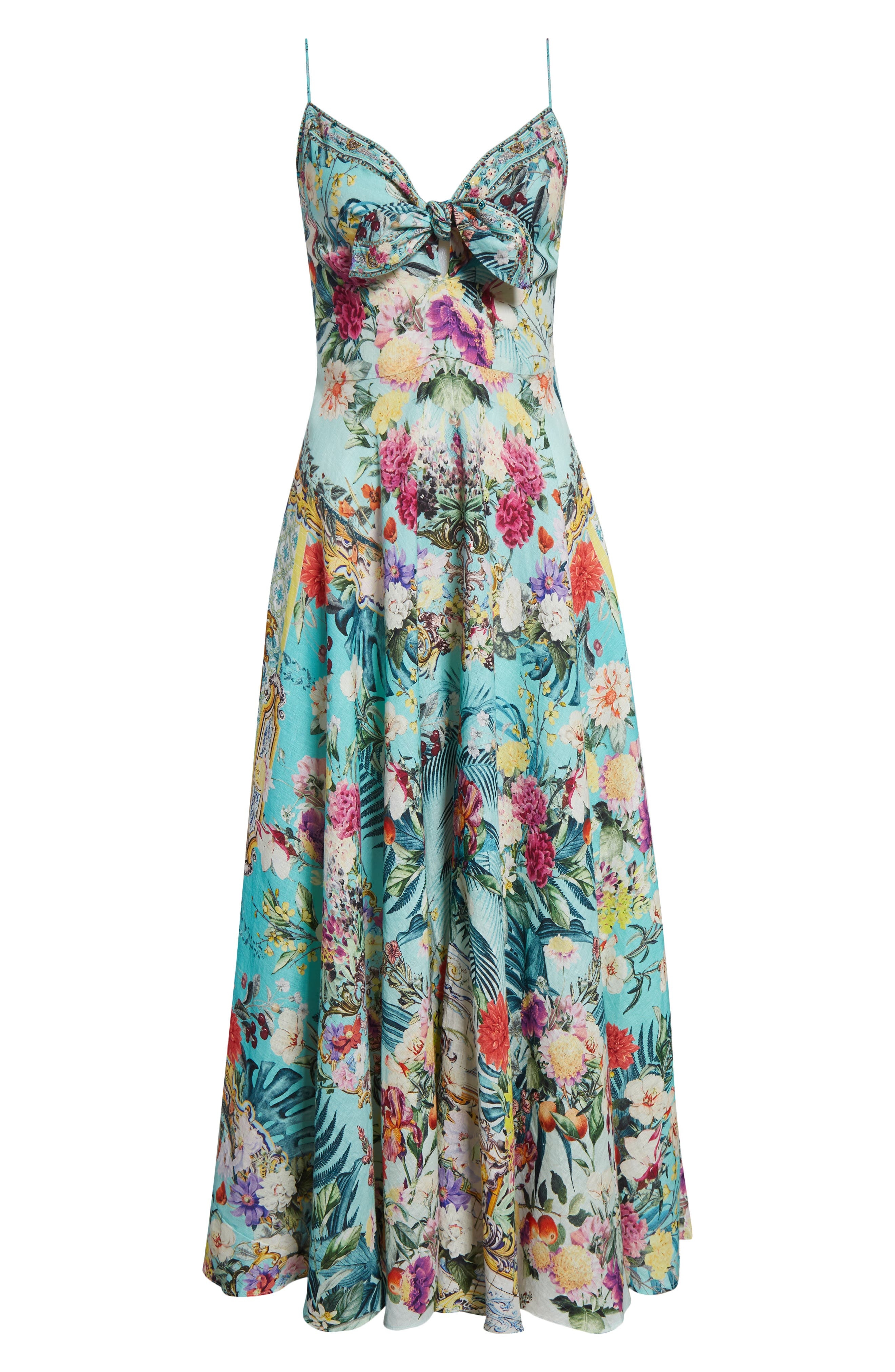 Camilla Crystal Embellished Linen Maxi Dress in Gardens Of Queluz at Nordstrom - 5
