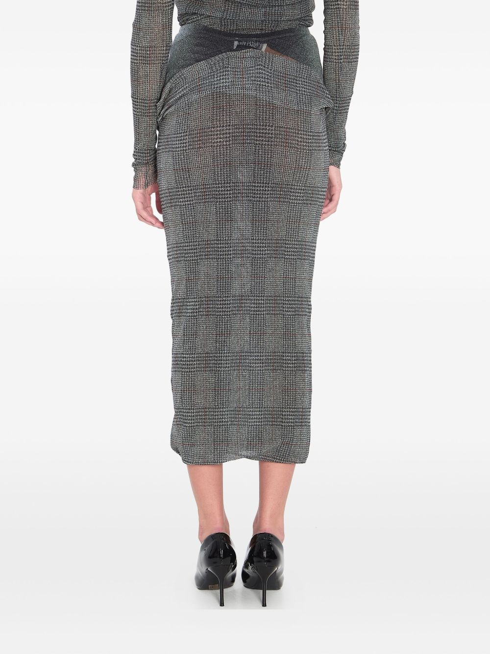 Body Shadow checked midi skirt - 5