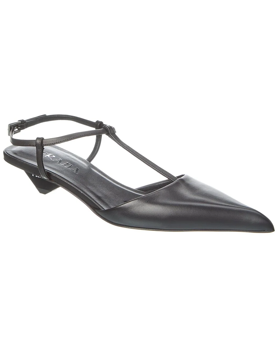 Prada Leather Pointy-Toe Slingback Pump - 1