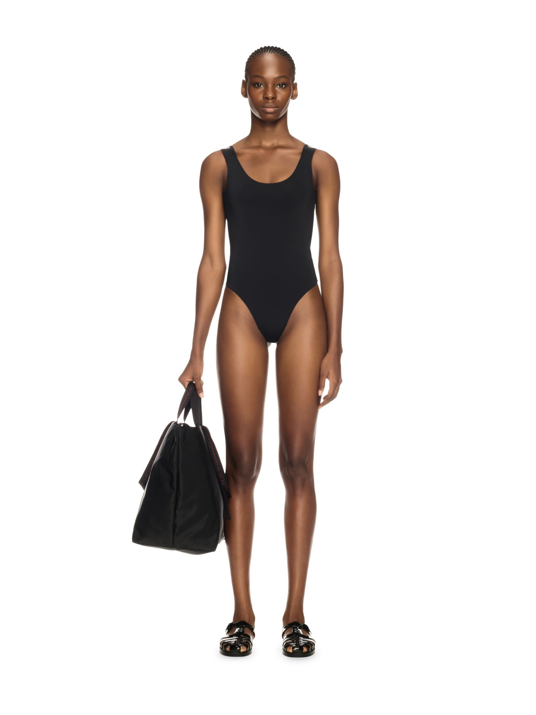Black Logo Band Swimsuit - 2