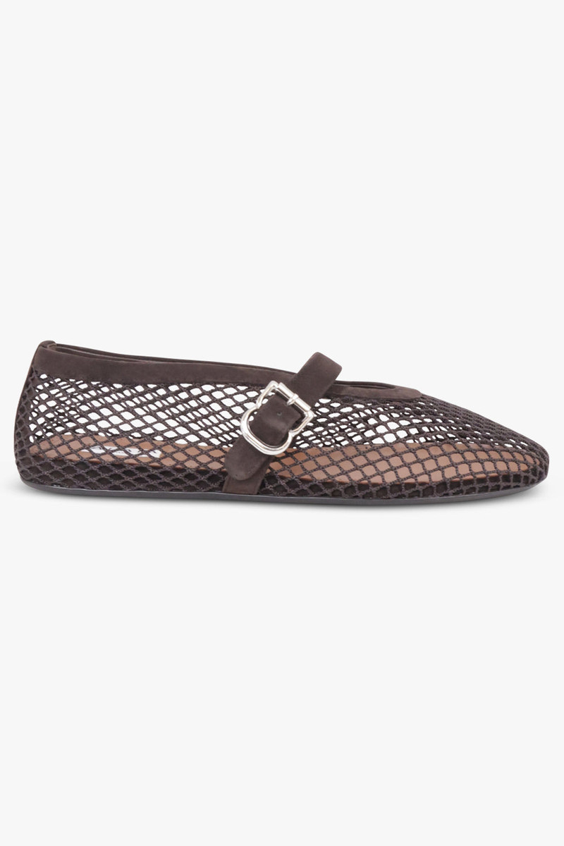 Alaïa FISHNET MESH BALLET FLAT | DARK BROWN outlook