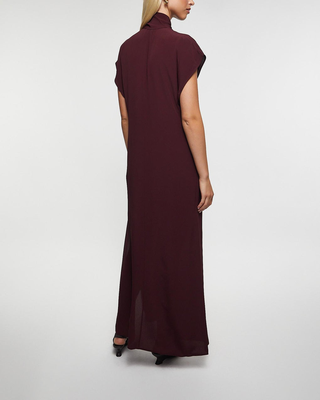 Dress Long Tie-Neck Burgundy - 4