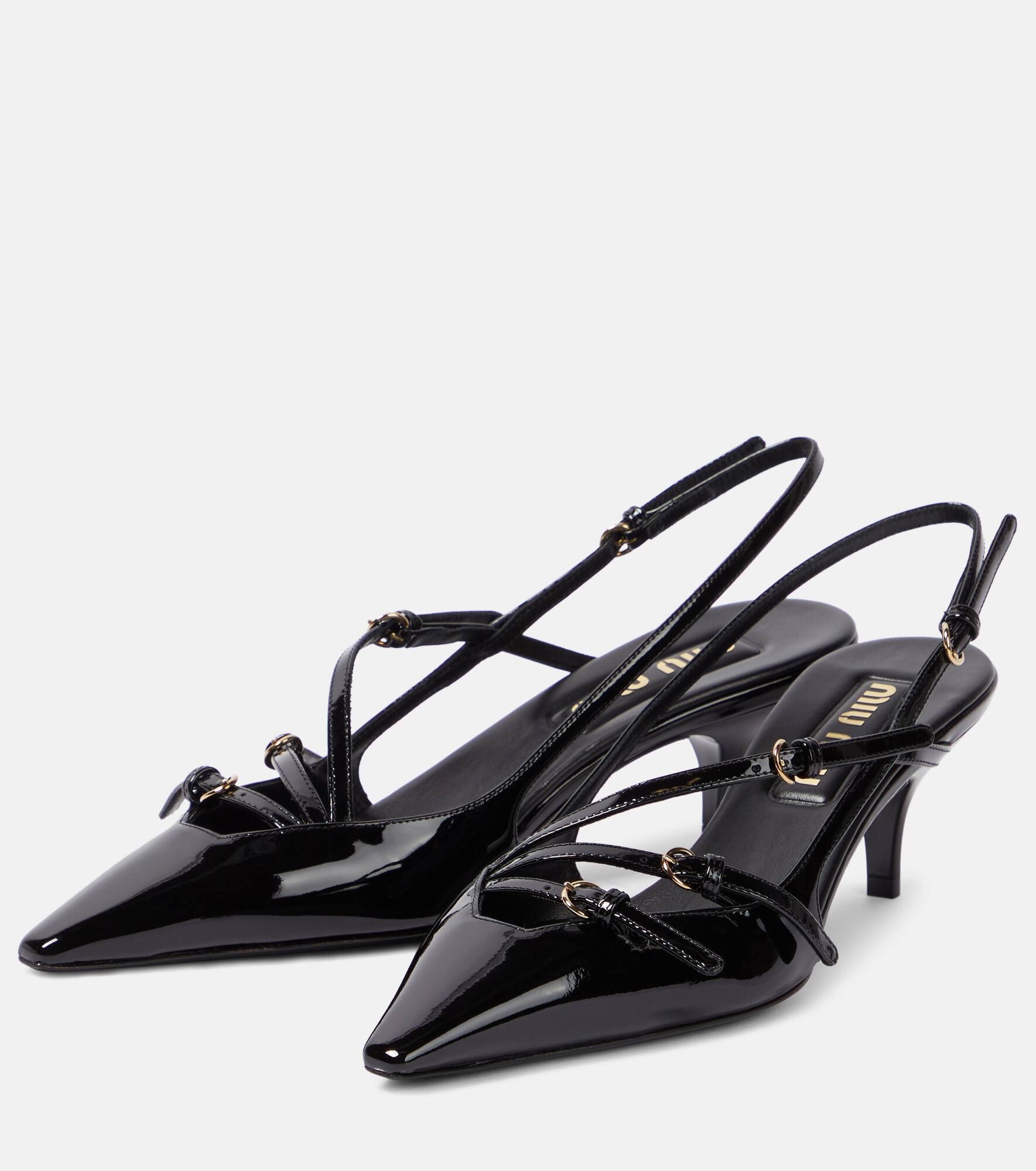 Patent leather slingback pumps - 5