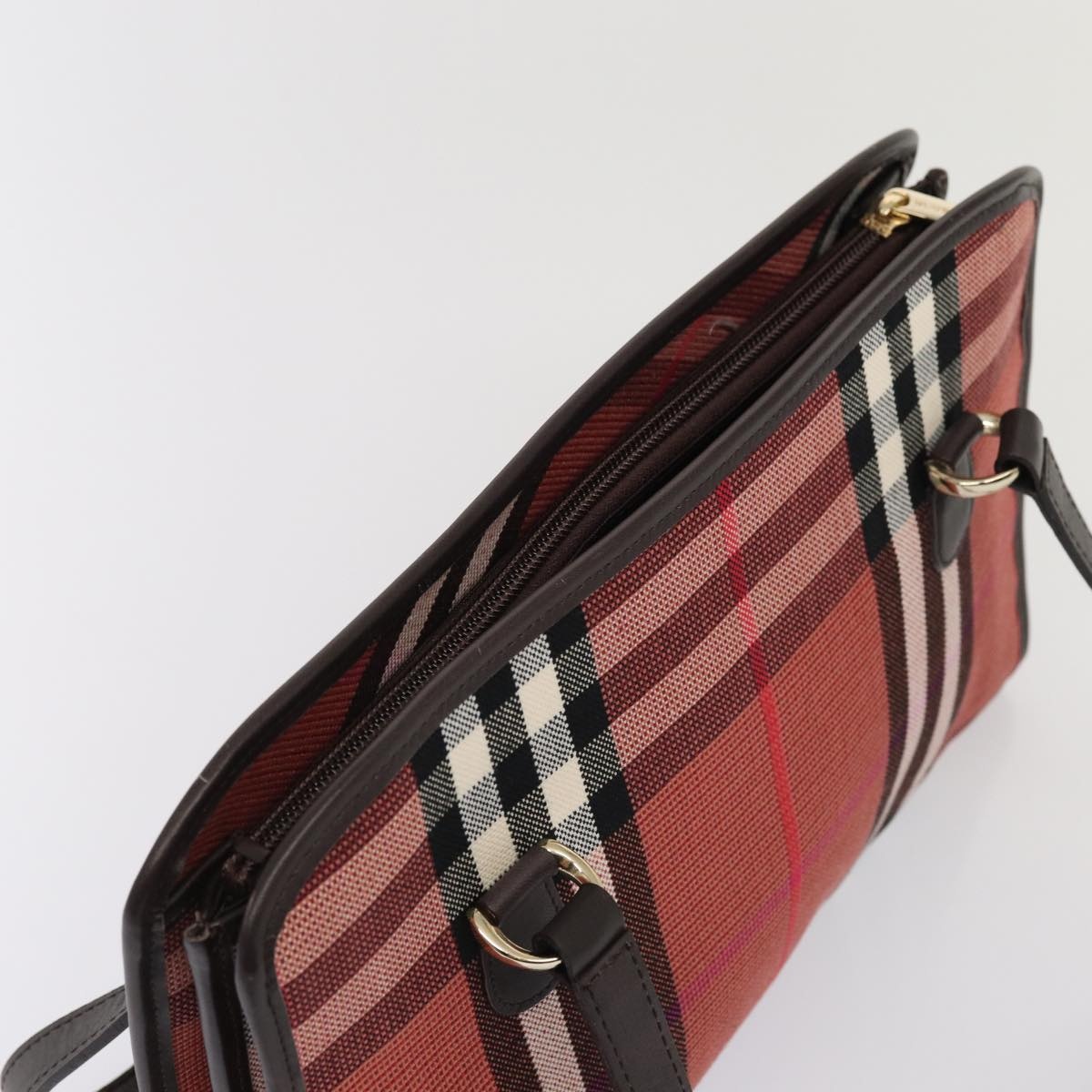 Burberry Nova Check Hand Bag Canvas Red - 6