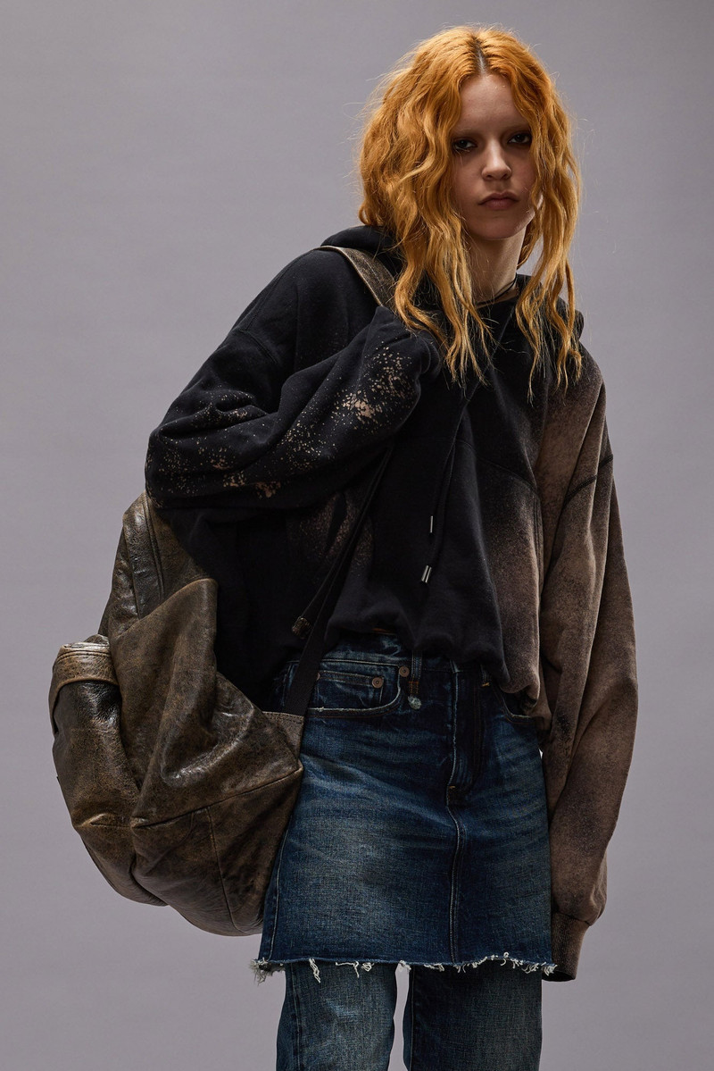 R13 BALLOON POPOVER HOODIE - BLEACHED BLACK outlook