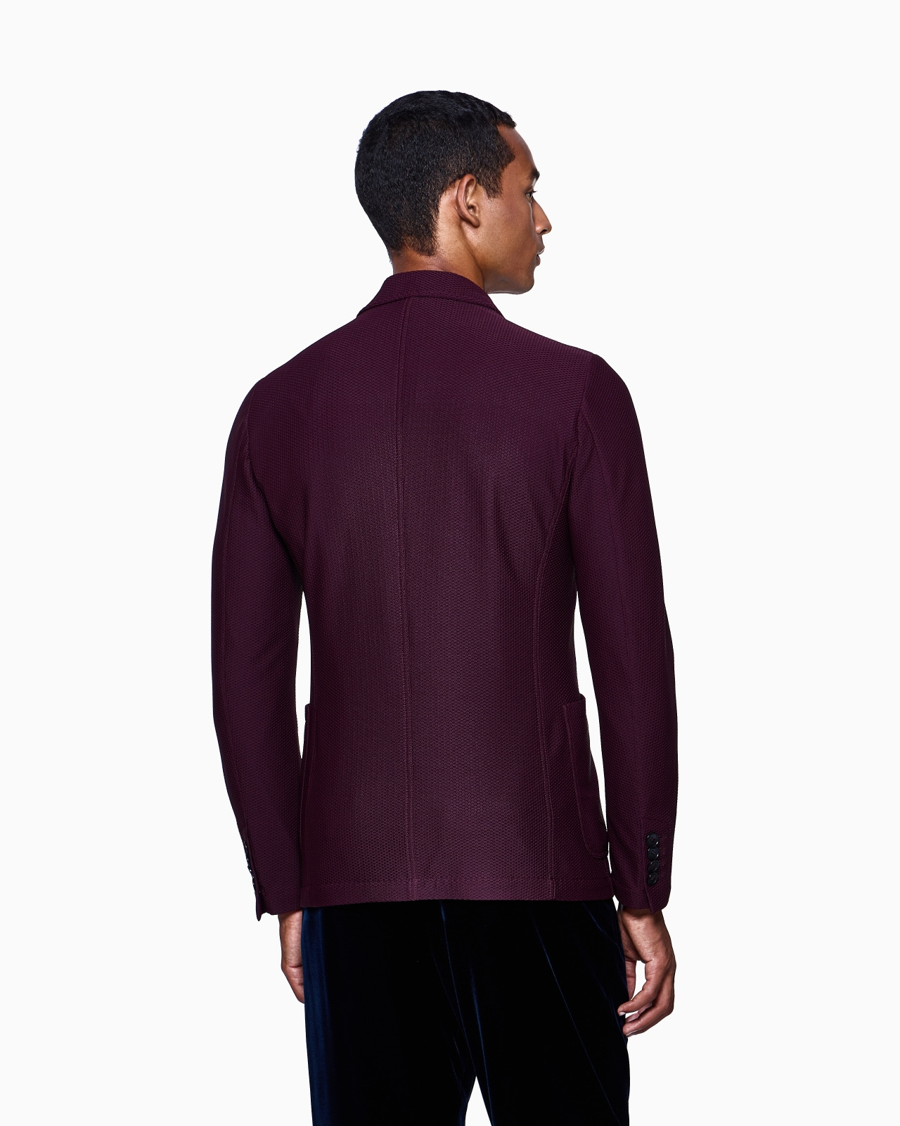 SINGLE-BREASTED JACKET IN TECHNICAL WAFFLE FABRIC - 3