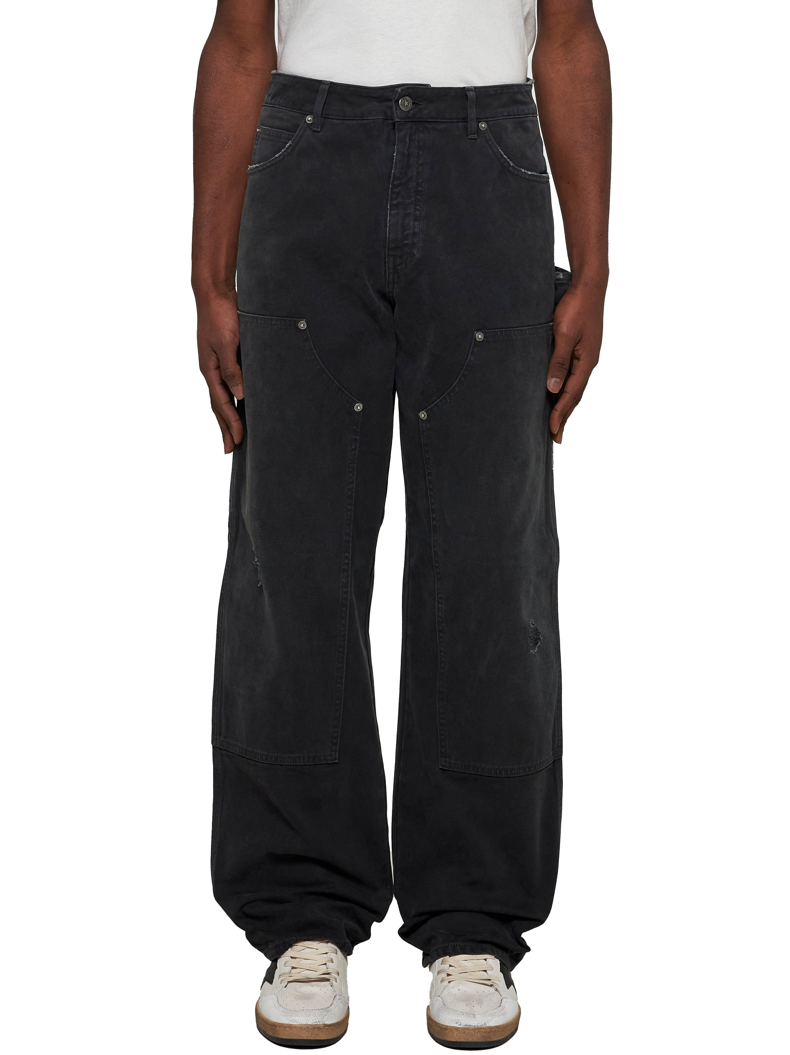 Golden Goose Men Black Denim Jeans With Patches - 3