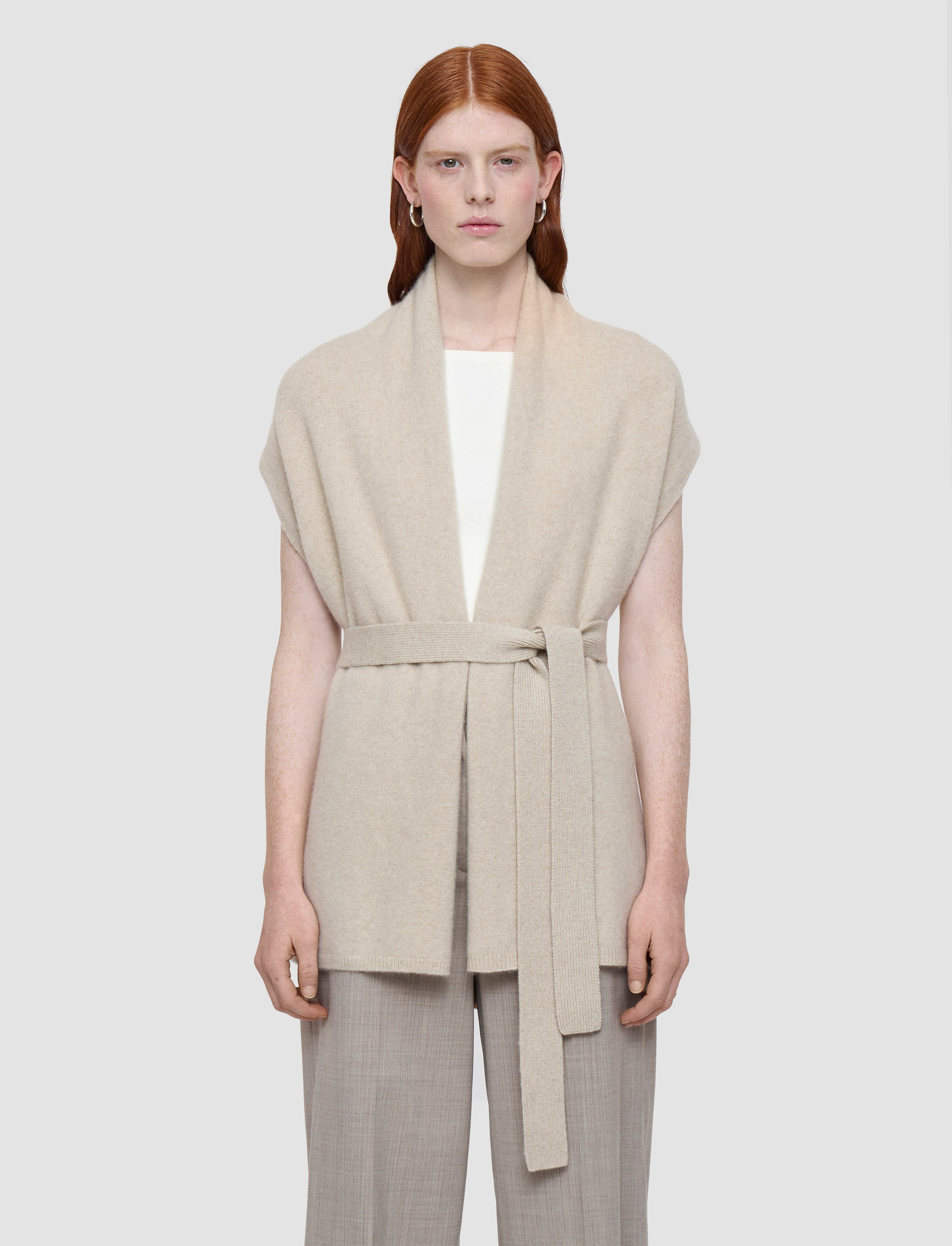 Brushed Cashmere Sleeveless Wrap - 4