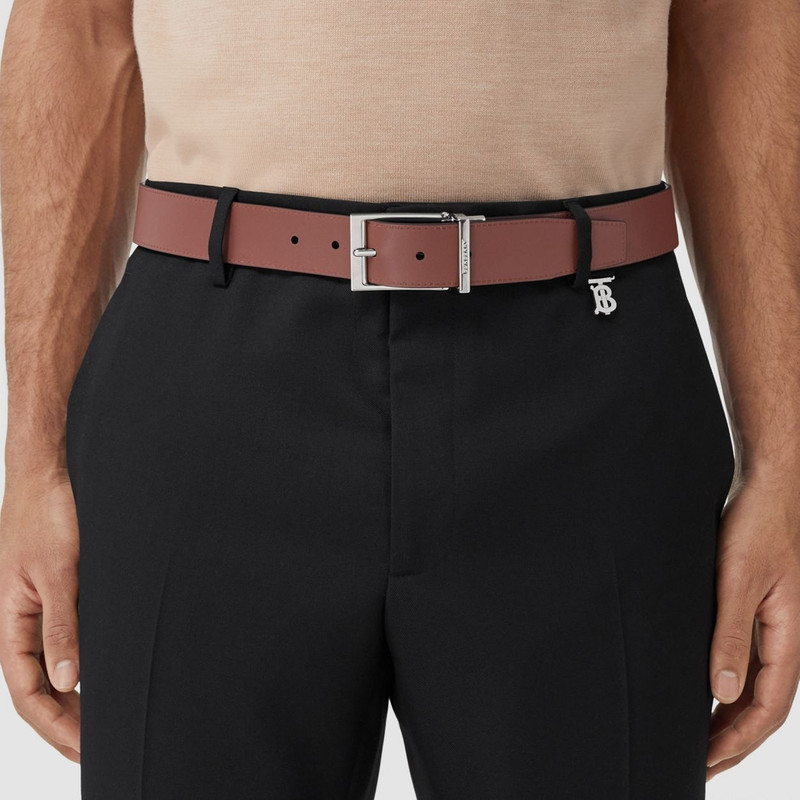 Reversible Embossed Check Leather Belt 5