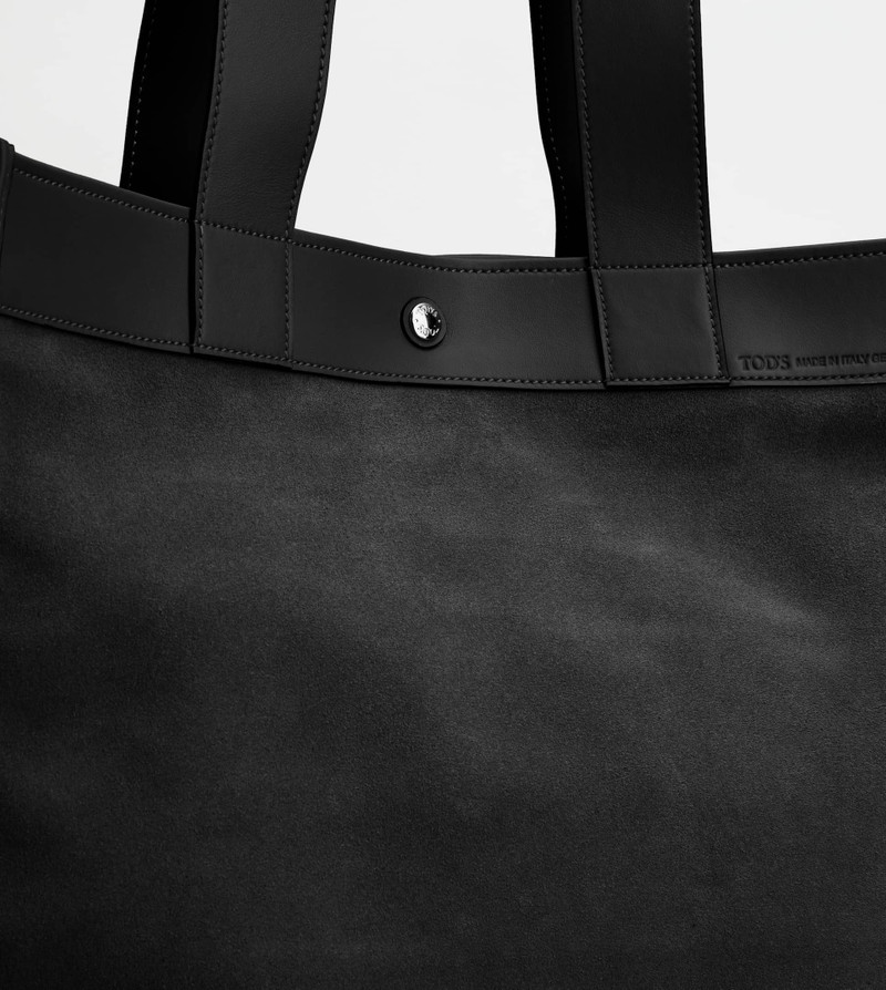 TOTE SHOPPING BAG IN SUEDE MEDIUM - BLACK 5