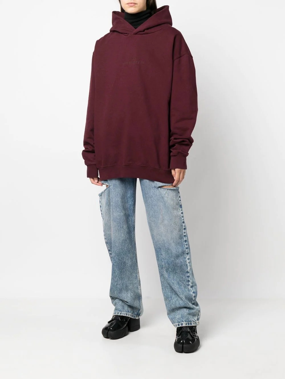 embroidered-logo detail hoodie - 3
