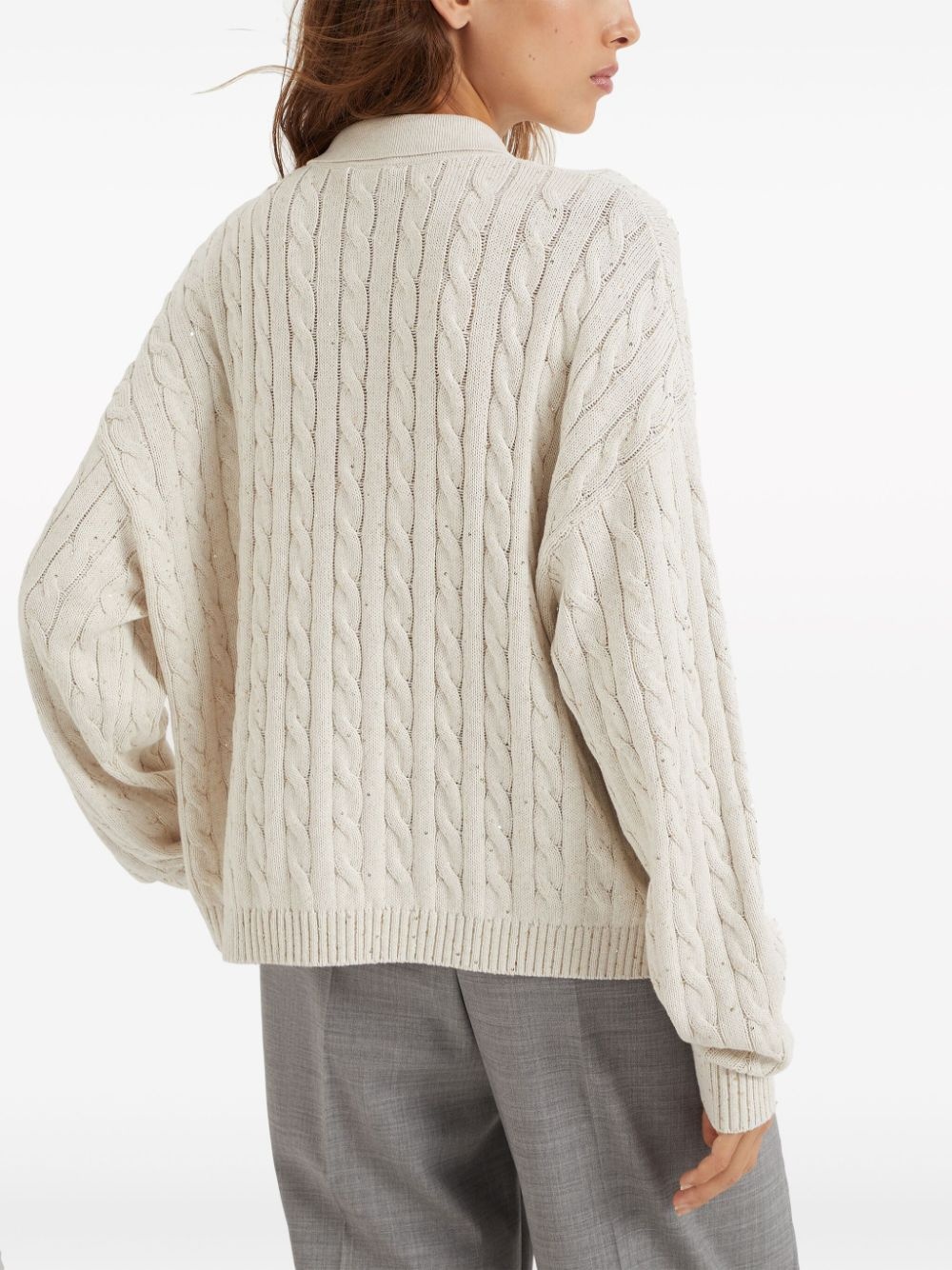 sequin-embellished cable-knit jumper - 4