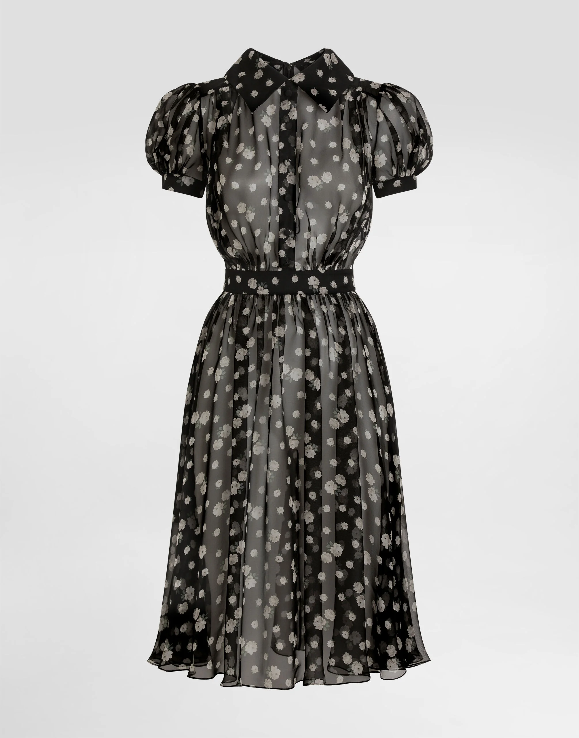Small rose and polka dot-print chiffon dress - 1