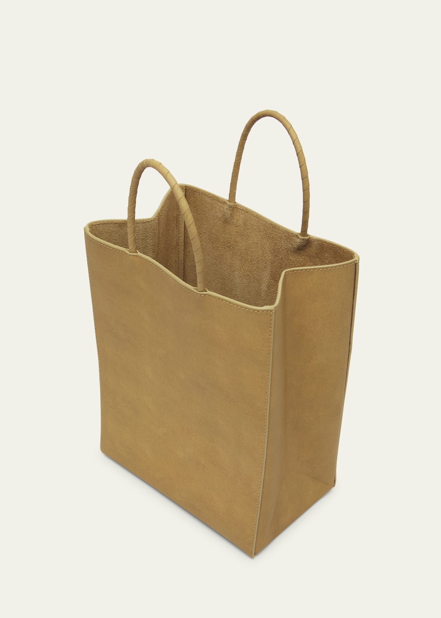 Small Raw Paper Leather Top-Handle Bag - 4