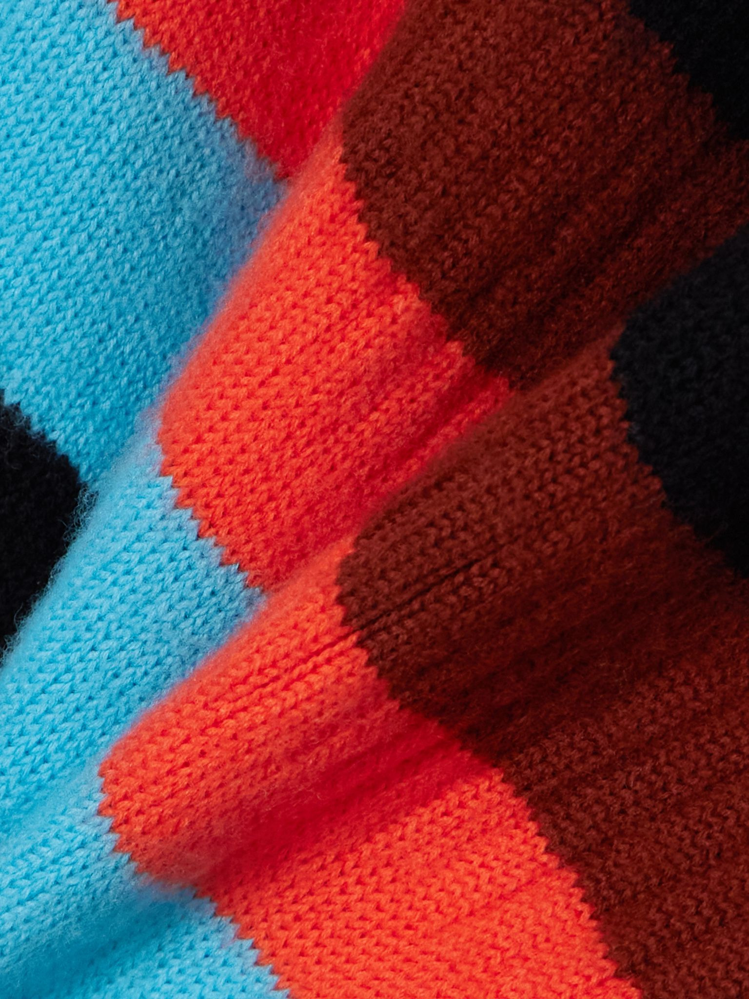Striped ribbed wool-blend turtleneck sweater Blue - 4