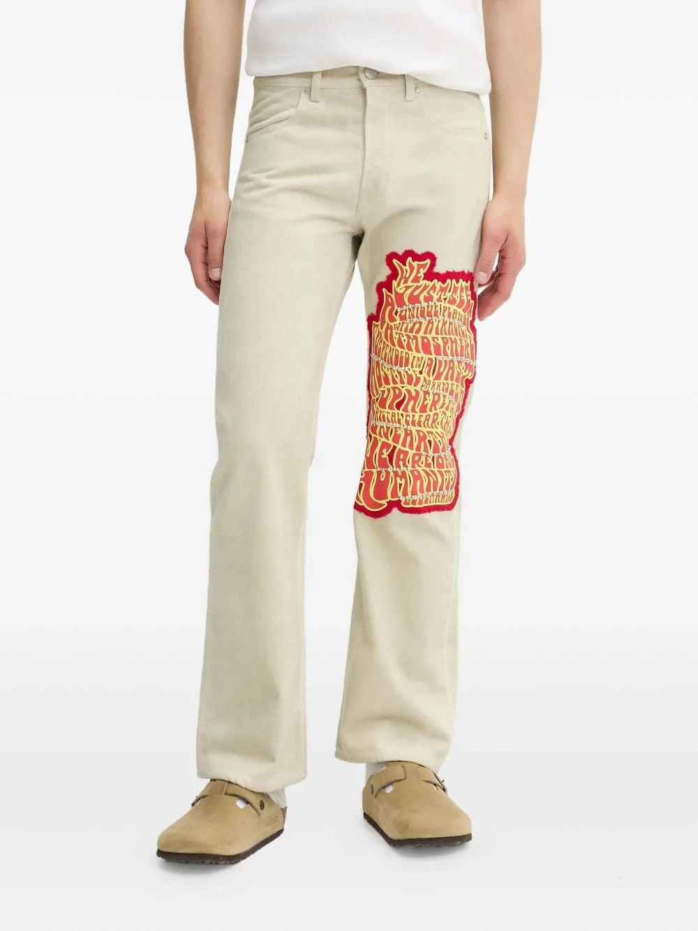 embroidered-studded jeans - 1