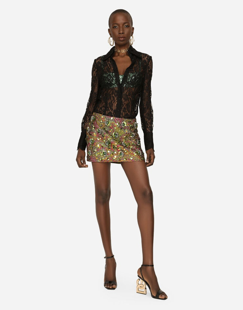 Lurex jacquard miniskirt with embellishment 4