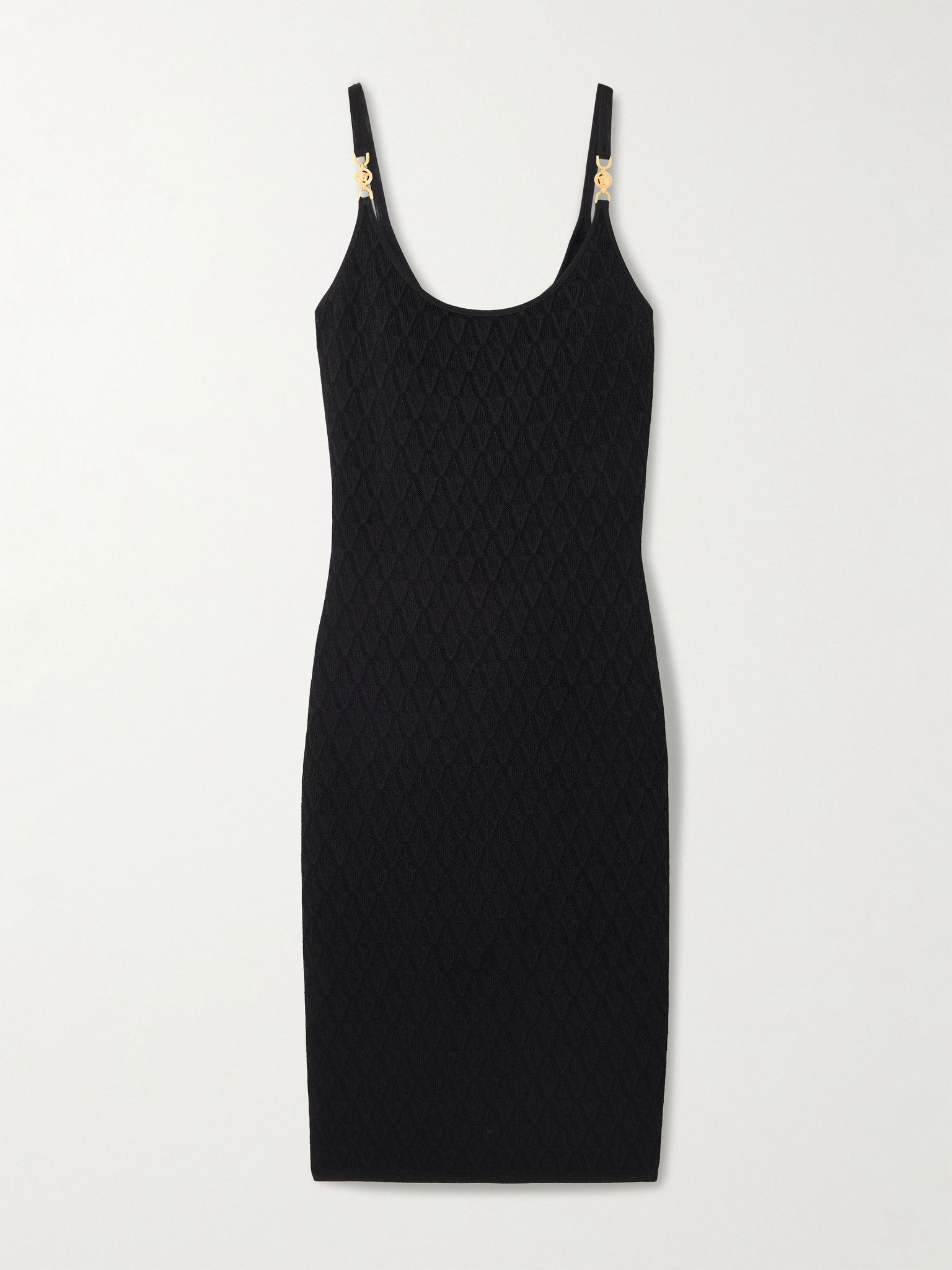 Embellished knitted midi dress Black - 1