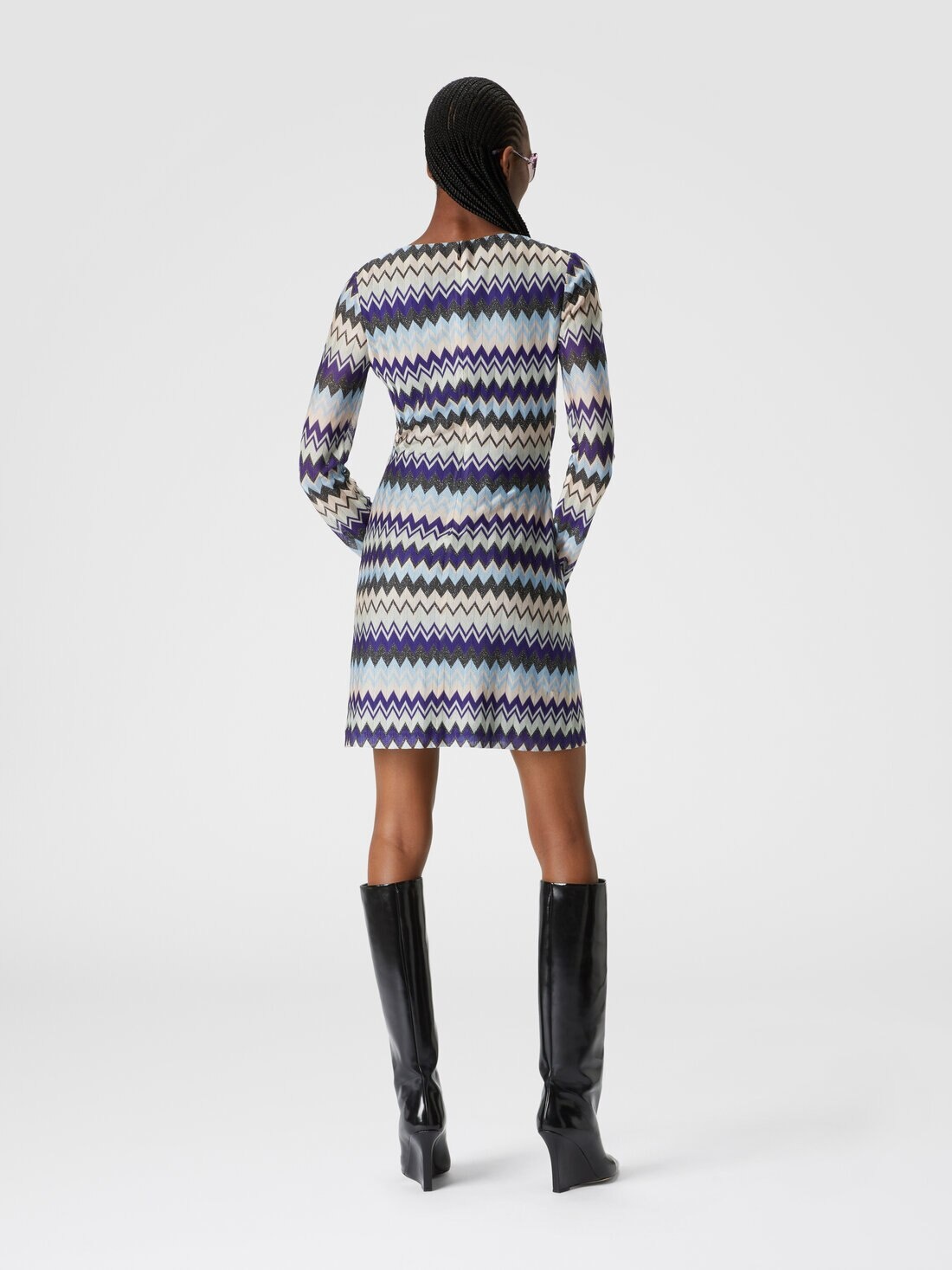 Zig zag viscose dress with V-neckline - 3