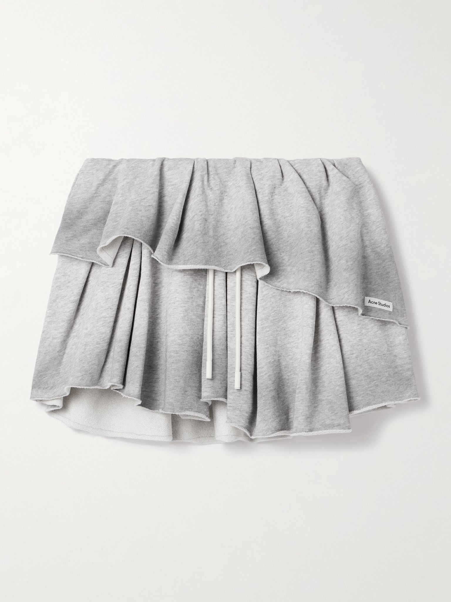 Layered organic cotton-blend jersey mini skirt Light gray - 1