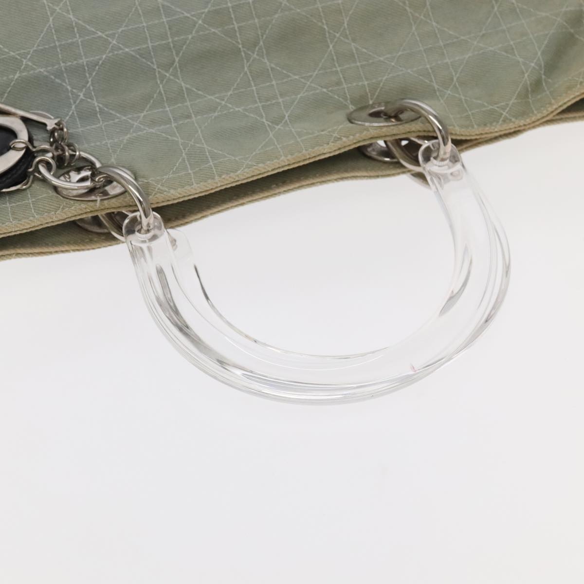 DIOR Canage Hand Bag Denim Blue Silver - 7