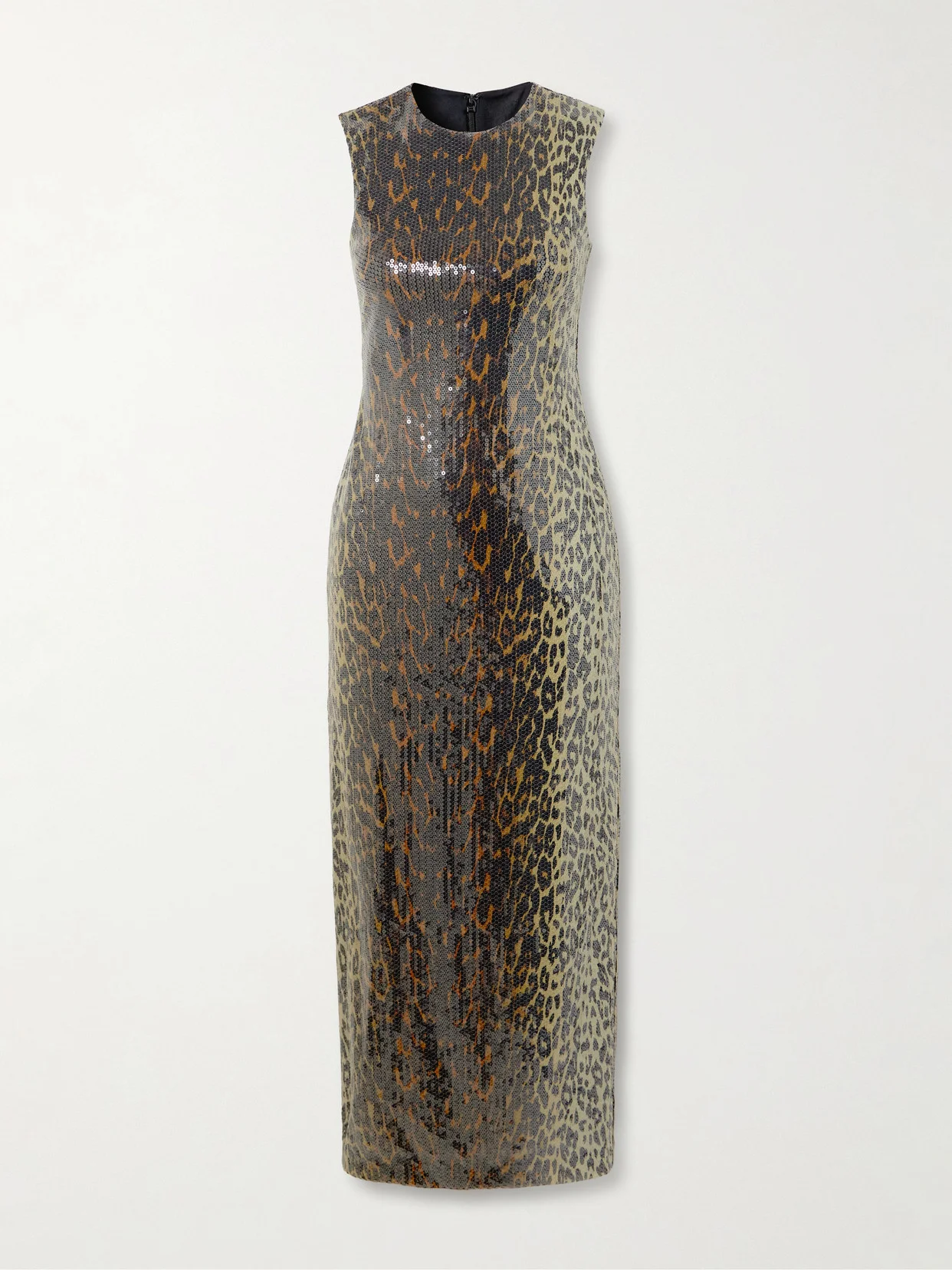 Leopard-print Sequined Stretch-mesh Midi Dress - 1
