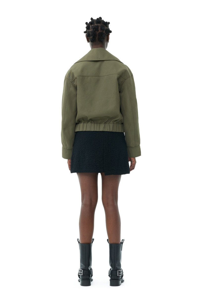 GREEN HEAVY TWILL WIDE COLLAR SHORT JACKET 6