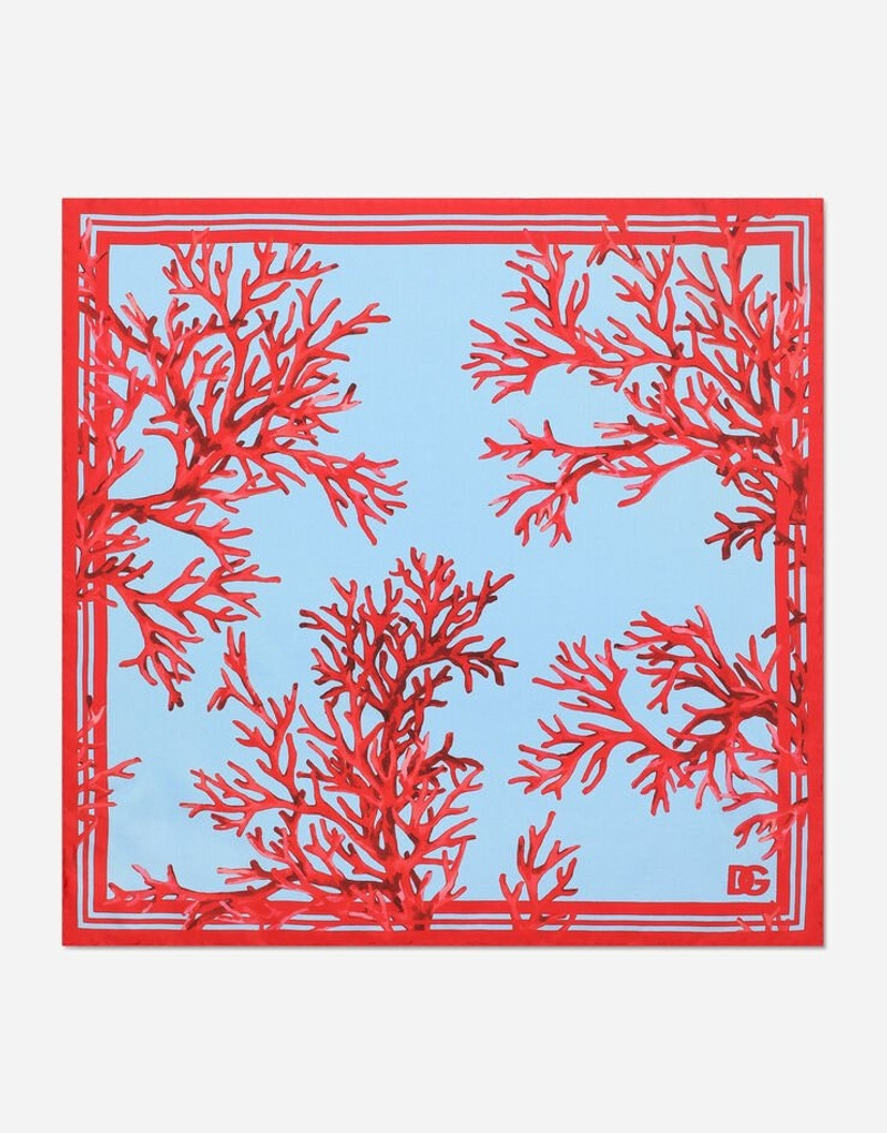 Coral-print silk bandanna 1