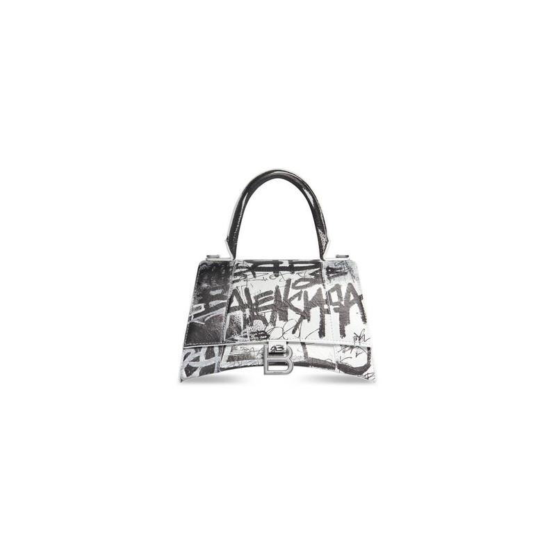 Women's Hourglass Small Handbag Graffiti in Optic White 1