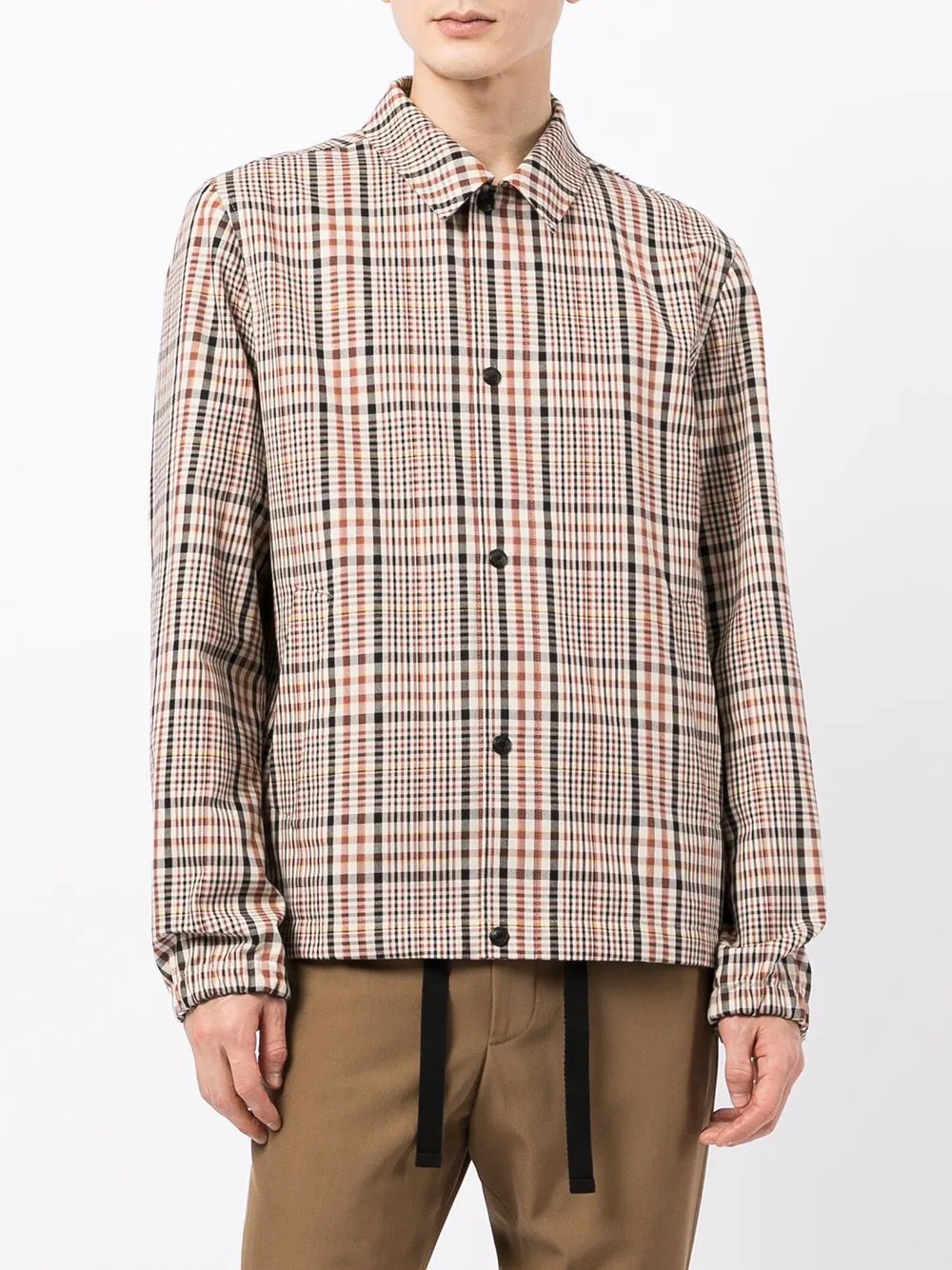 checked cotton shirt jacket - 4