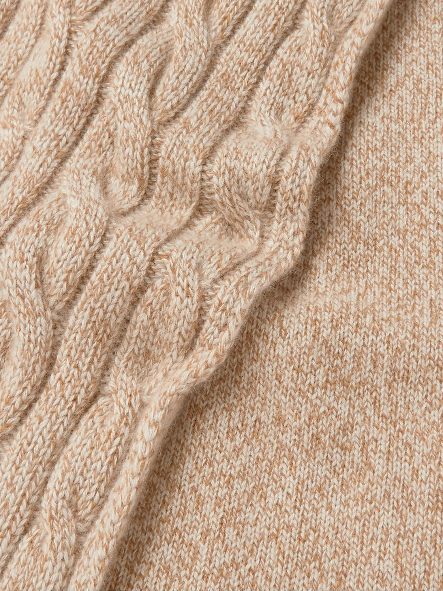 Cable-Knit Baby Cashmere Scarf Tan - 3