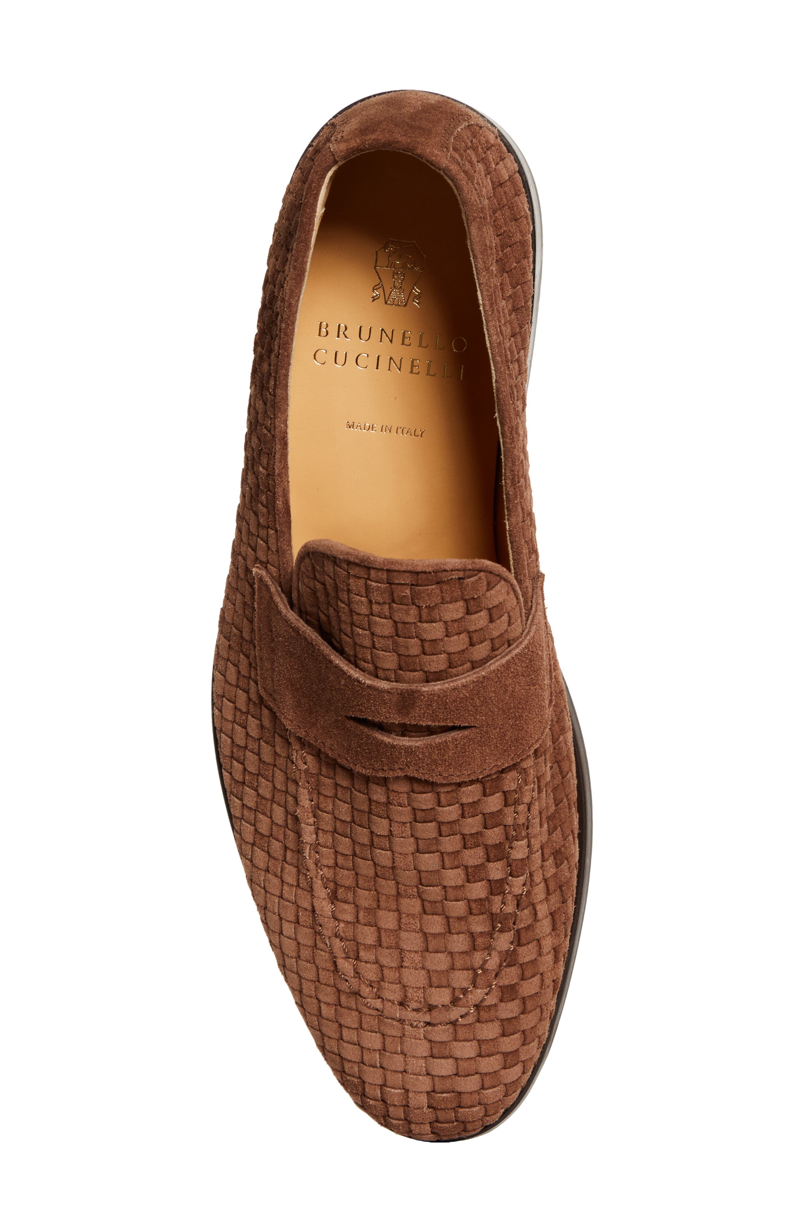 Brunello Cucinelli Woven Penny Loafer in C7655 Brown at Nordstrom - 5