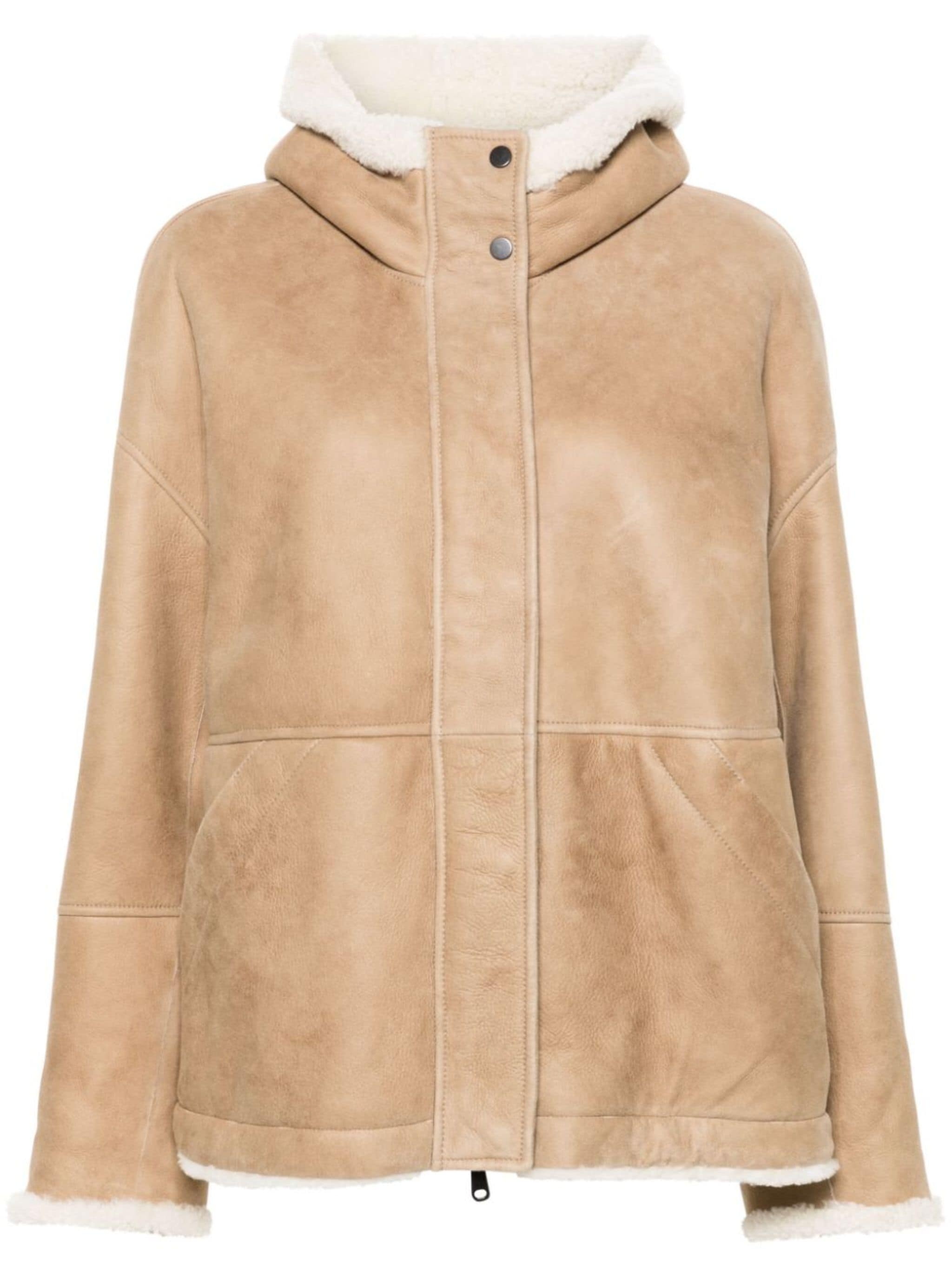 faux-shearling trim suede jacket - 1