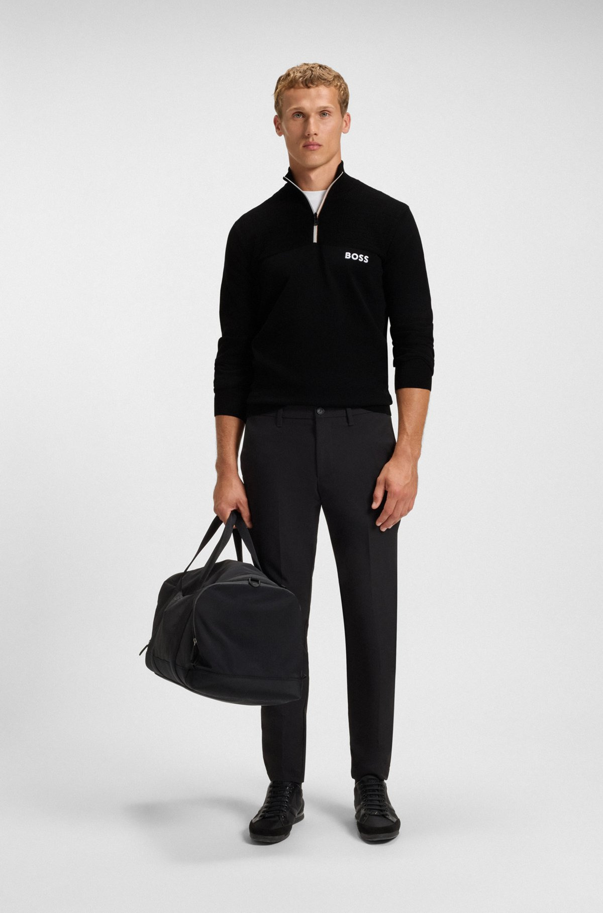 WATER-REPELLENT COTTON SWEATER WITH ZIP NECK - 4