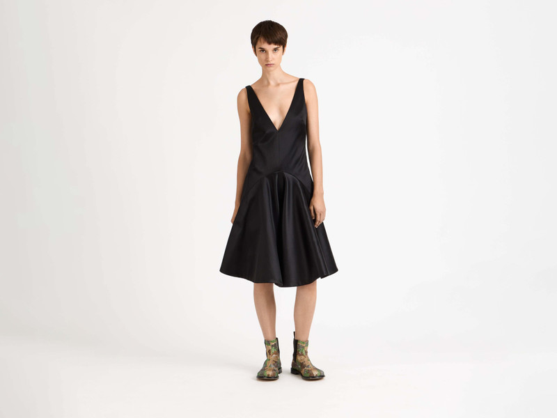 JW Anderson WOMENS DRAPED SKIRT MIDI DRESS IN BLACK outlook