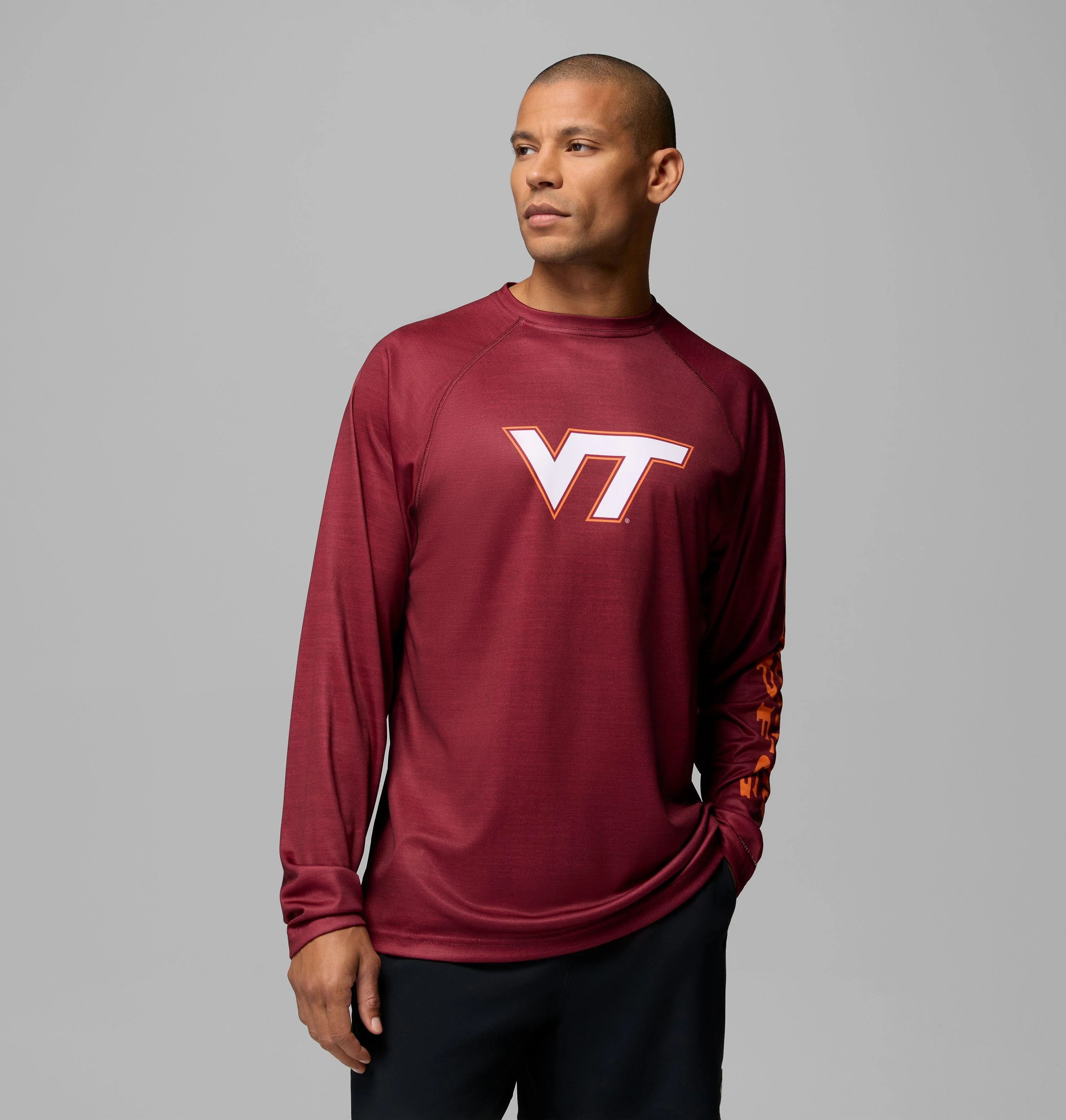 Men's Collegiate PFG Terminal Tackle Heather Long Sleeve Shirt - Virginia Tech - 1