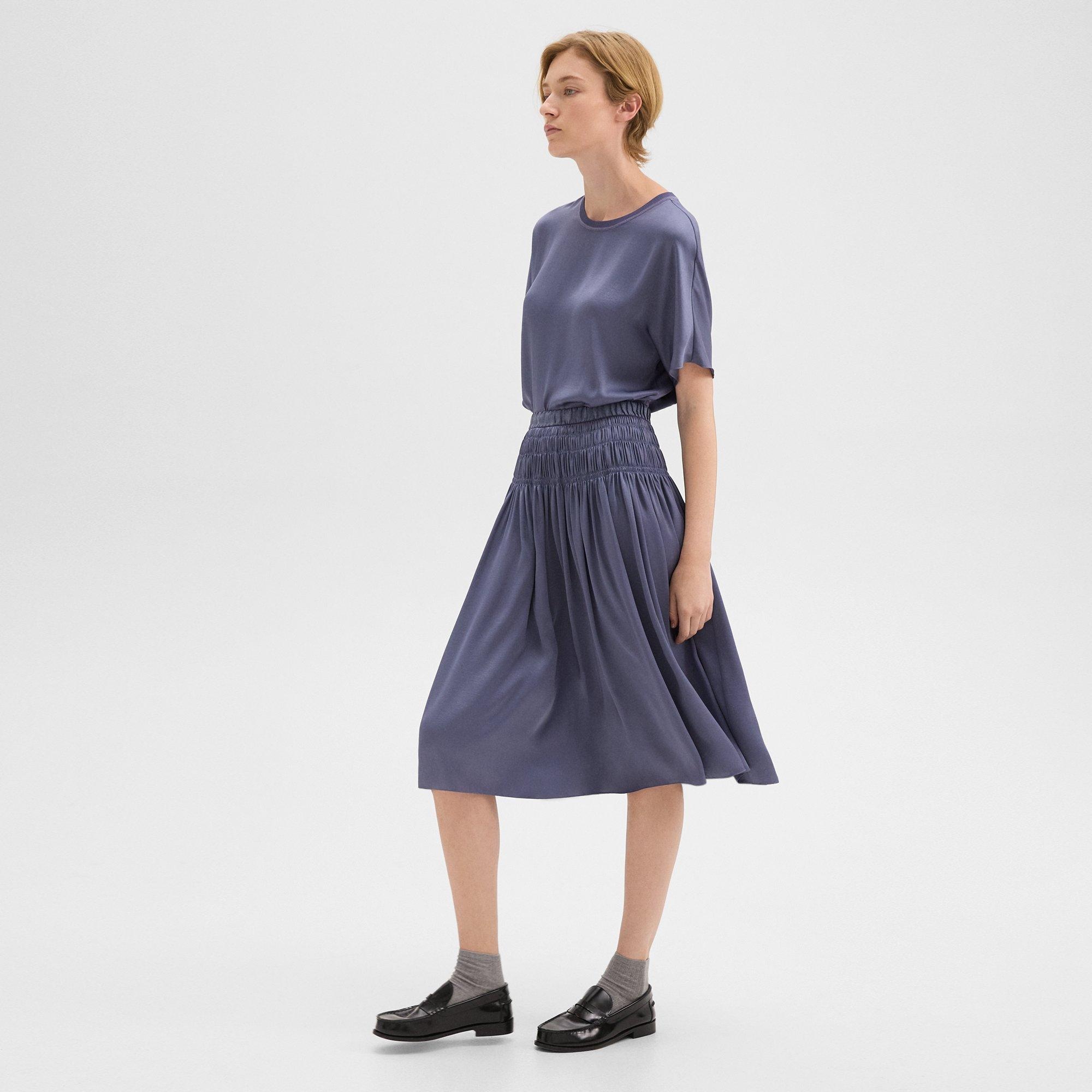 Gathered Midi Skirt in Recycled Satin - 3