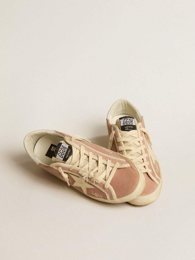 Golden Goose Super-Star in powder-pink suede with cream leather star outlook