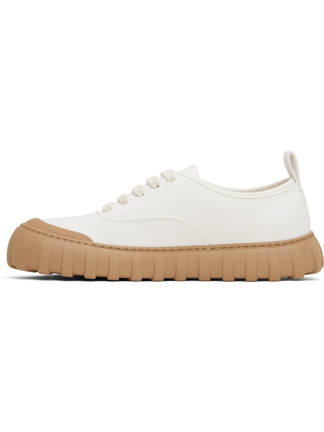 Off-White Cotton Low Top Tempo Canvas Sneakers - 3