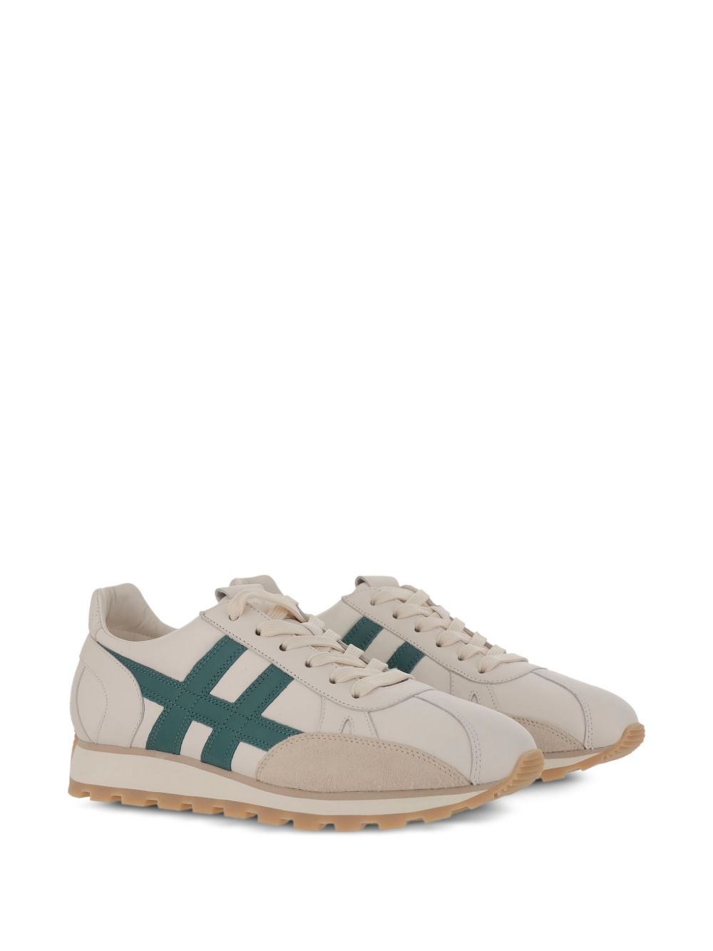 leather lace-up trainers - 2