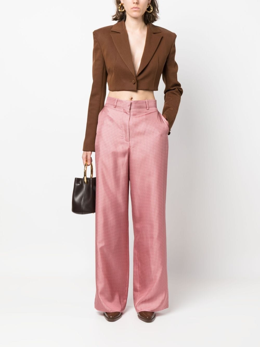 geometric-print wide-leg silk trousers - 2