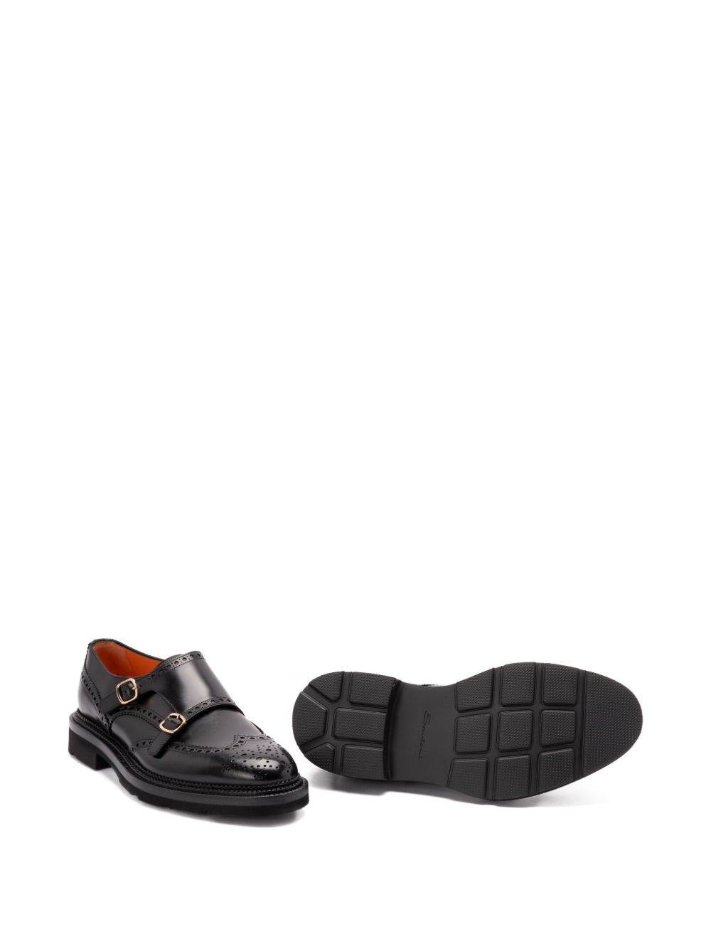 leather brogue-detailing monk shoes - 5