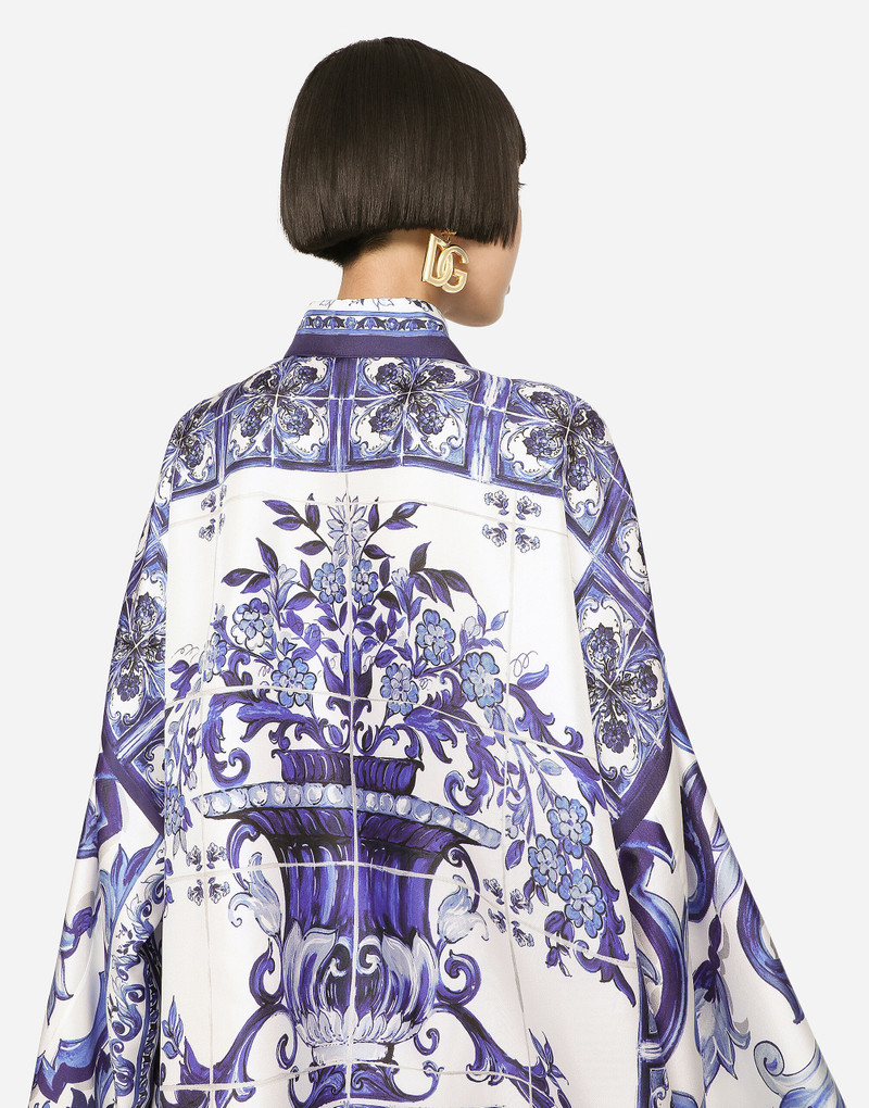 Majolica-print twill 셔츠와 슬릿 5