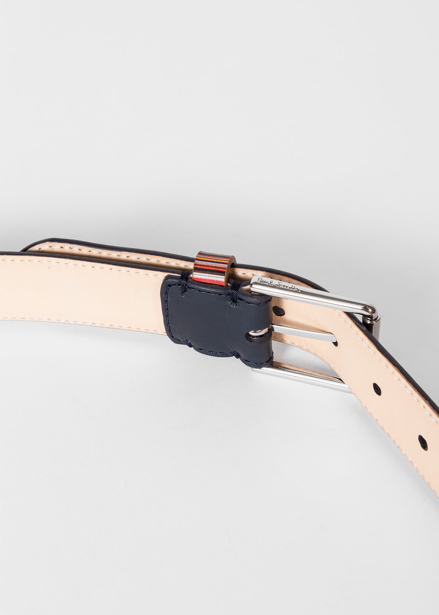 'Signature Stripe' Keeper Leather Belt - 3