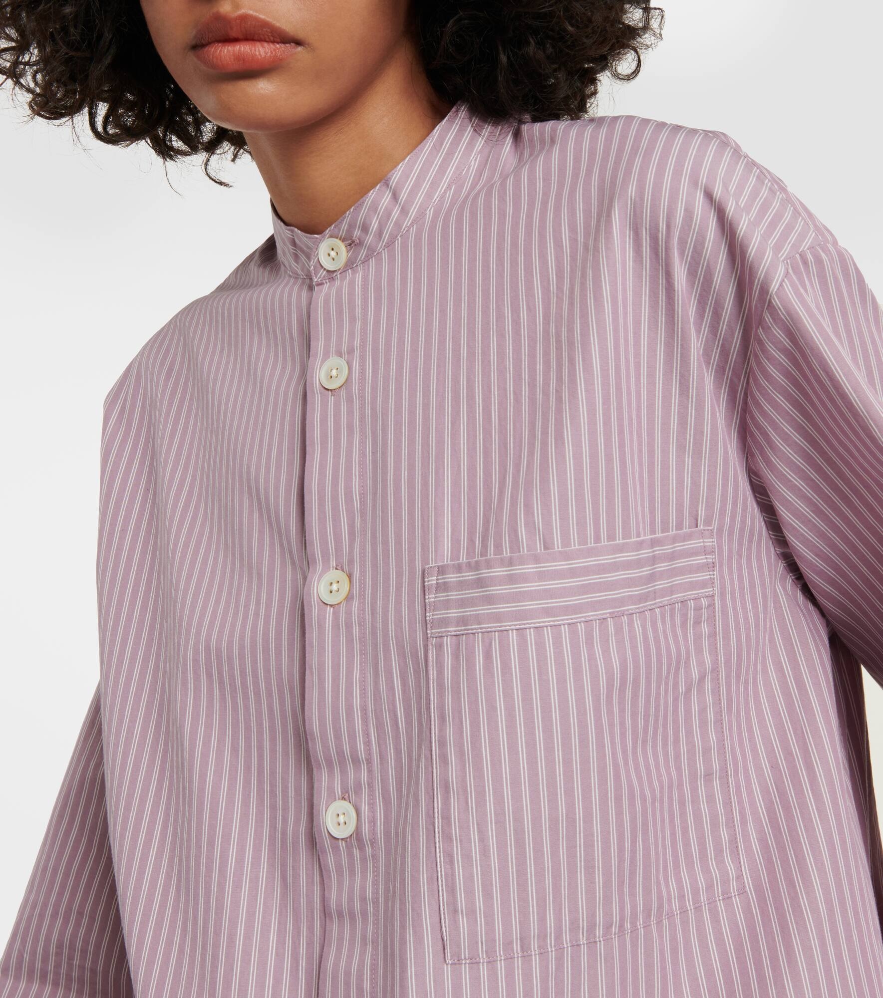 x Tekla striped cotton pajama shirt - 4