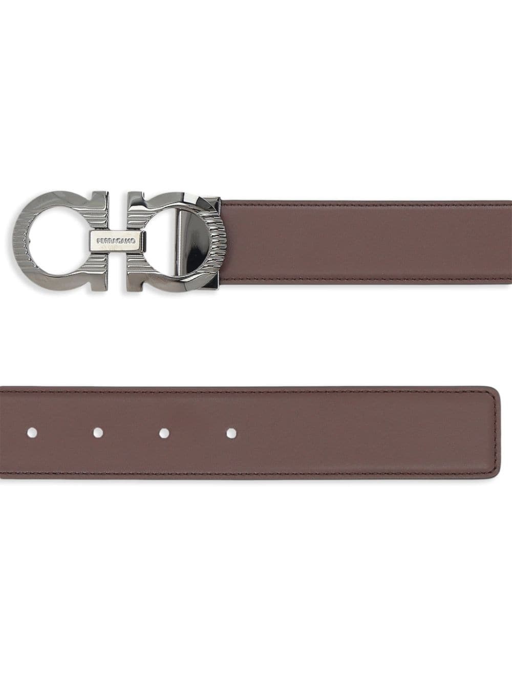Gancini-buckle leather belt - 3