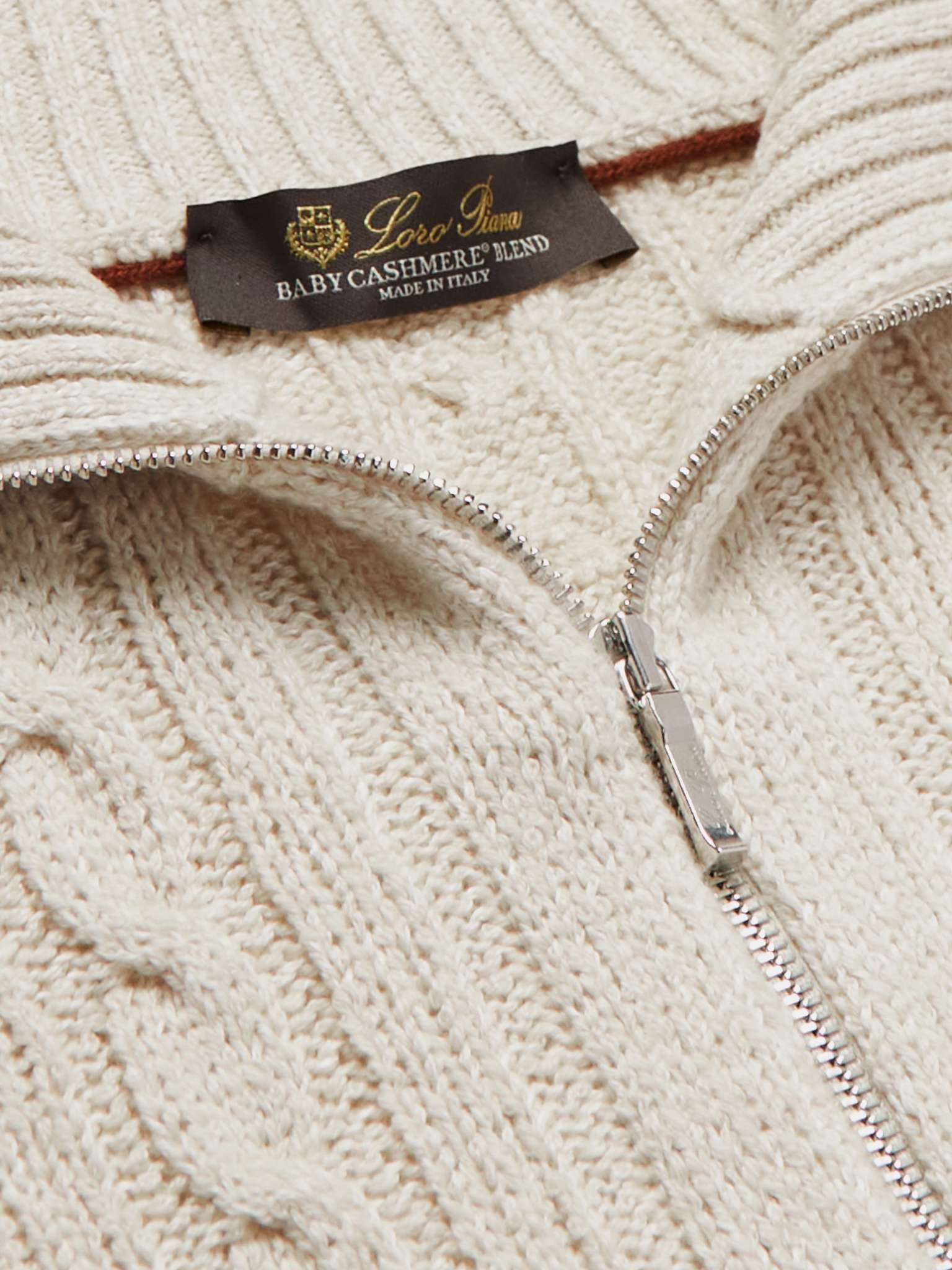 Cable-Knit Baby Cashmere and Linen-Blend Half-Zip Sweater - 5