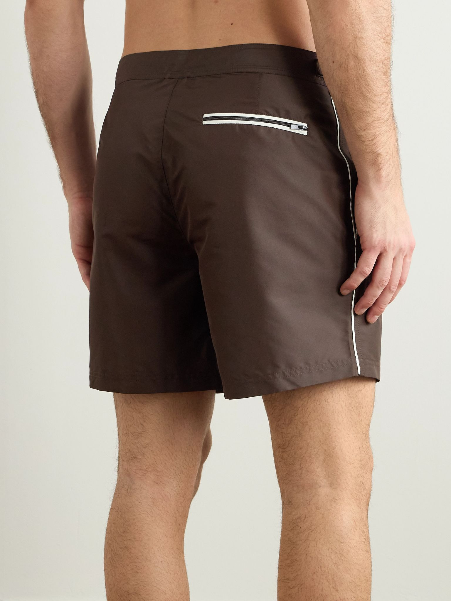 Straight-Leg Mid-Length Swim Shorts Brown - 3