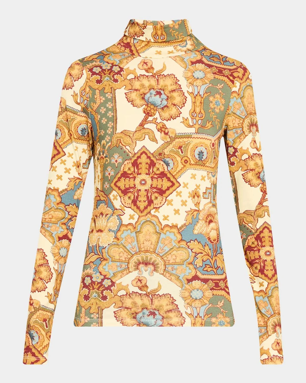 Piper Printed Cotton Turtleneck Top - 1